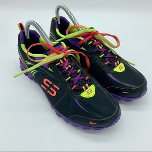 Sketchers Flex Running Sneakers Black Neon